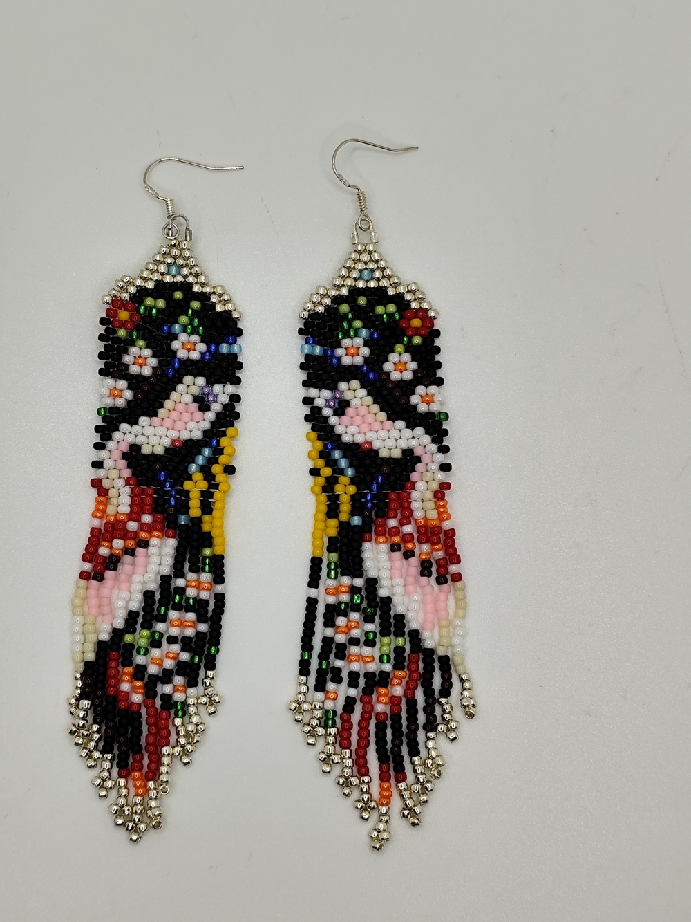 Handmade Multicolor Beaded Fringe Earrings